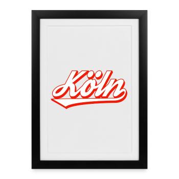 Cologne lettering design with red contour - Framed poster (27 × 37 cm) - black - Front