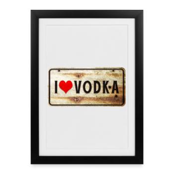 I love vodka vintage sign - Framed poster (27 × 37 cm) - black - Front