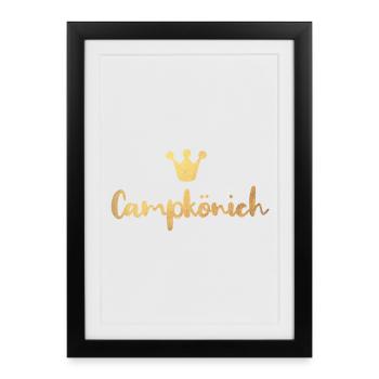 Camping King Gold Camper Luxury Glamping Crown - Framed poster (27 × 37 cm) - black - Front