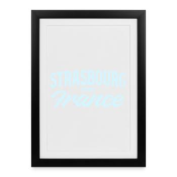 Strasbourg France Vintage Script - Affiche encadrée (27 × 37 cm) - noir - Devant