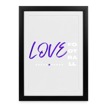 Love football blue - Affiche encadrée (27 × 37 cm) - noir - Devant