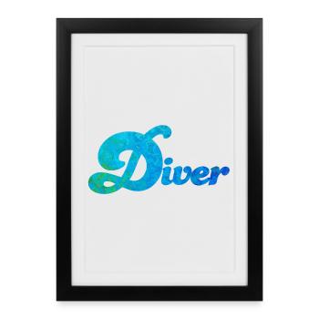 Plongeur Plongeurs Océan Mer Sous-marine Monde Cool - Affiche encadrée (27 × 37 cm) - noir - Devant