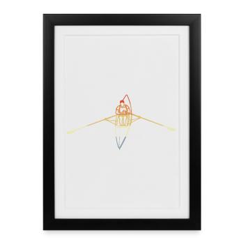 Vintage Sport Rowing Boat - Framed poster (27 × 37 cm) - black - Front
