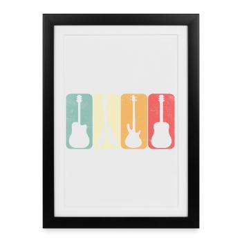 Guitares - Affiche encadrée (27 × 37 cm) - noir - Devant