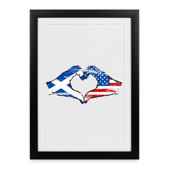 Schottland USA Flagge Hände Herzform used - Gerahmtes Poster (27 × 37 cm) - Schwarz - Vorne