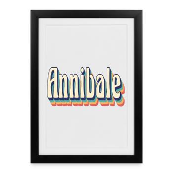 Vintage retro Annibale t-shirt t-shirt - Framed poster (27 × 37 cm) - black - Front