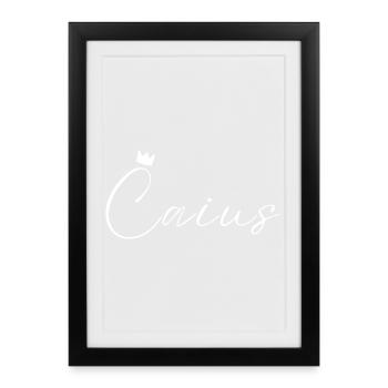 Caius Name König T-Shirt Geschenk Männer - Gerahmtes Poster (27 × 37 cm) - Schwarz - Vorne