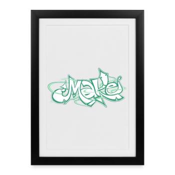 Green word make graffiti - Framed poster (27 × 37 cm) - black - Front
