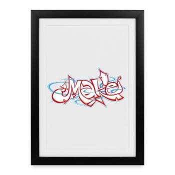 Red graffiti of the word make - Framed poster (27 × 37 cm) - black - Front