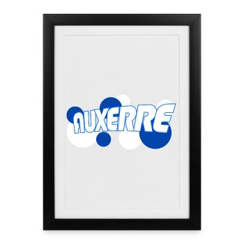 Auxerre Retro Tippfehler Blau - Gerahmtes Poster (27 × 37 cm) - Schwarz - Vorne