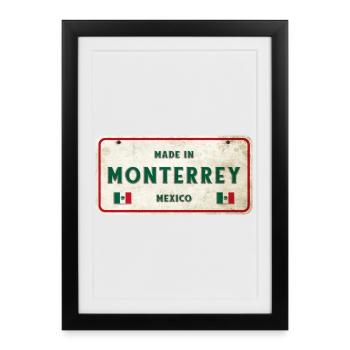 Monterrey Mexiko Vintage Schild Design - Gerahmtes Poster (27 × 37 cm) - Schwarz - Vorne
