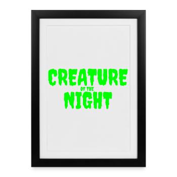 Créature de la nuit Texte d’horreur - Affiche encadrée (27 × 37 cm) - noir - Devant