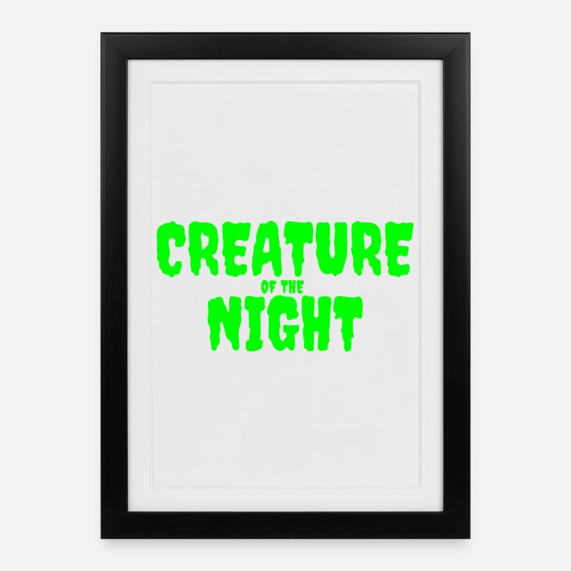 Kreatur der Nacht Horror Text - Gerahmtes Poster (27 × 37 cm) - Schwarz