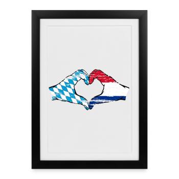 Bavaria Holland Flag Hands Heart Shape Used - Framed poster (27 × 37 cm) - black - Front