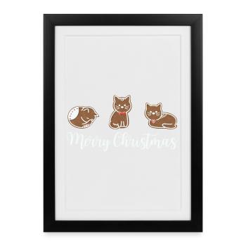 Les chats en pain d’épices vous souhaitent un joyeux Noël - Affiche encadrée (27 × 37 cm) - noir - Devant