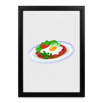 Petit-déjeuner anglais traditionnel - Affiche encadrée (27 × 37 cm) - noir - Devant