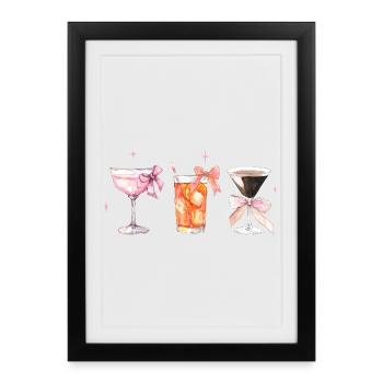 Cocktails coquettes élégants avec thé Bows - Affiche encadrée (27 × 37 cm) - noir - Devant