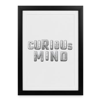 curieux Mind métallisé 3d - Affiche encadrée (27 × 37 cm) - noir - Devant