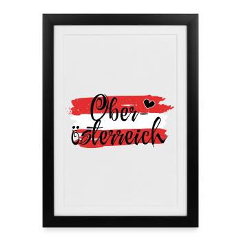 Flag Austria Upper Austria - Framed poster (27 × 37 cm) - black - Front