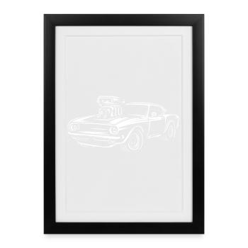 Musclecar avec Big Block V8 - american musclecars - Affiche encadrée (27 × 37 cm) - noir - Devant