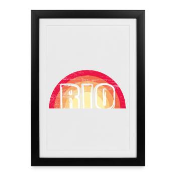 Rio logo Vintage Sunset - Affiche encadrée (27 × 37 cm) - noir - Devant