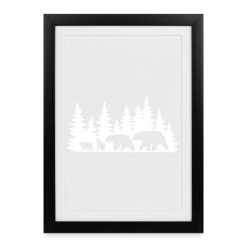 Silhouette Forest Wildlife Design - Framed poster (27 × 37 cm) - black - Front