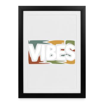 VIBES Chemise graphique rétro streetwear - Affiche encadrée (27 × 37 cm) - noir - Devant