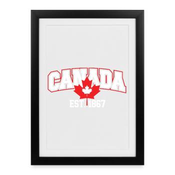 Canada Patriotic Maple Leaf Design - Affiche encadrée (27 × 37 cm) - noir - Devant