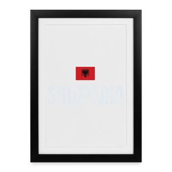 Made in Albania, Albanien Flagge - Gerahmtes Poster (27 × 37 cm) - Schwarz - Vorne