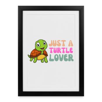 Adorable Turtle Lover Illustration - Affiche encadrée (27 × 37 cm) - noir - Devant