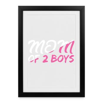 Maman de 2 garçons avec motif coeur - Affiche encadrée (27 × 37 cm) - noir - Devant
