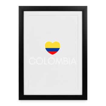 Heart with Colombian flag, I love Colombia - Framed poster (27 × 37 cm) - black - Front
