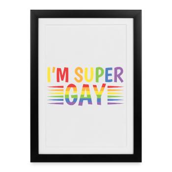 I ́m super gay LGBT - Framed poster (27 × 37 cm) - black - Front