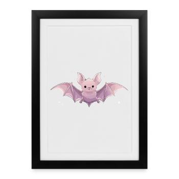 Spooky Cute Pastel Bat – Kawaii Gothic Style - Framed poster (27 × 37 cm) - black - Front