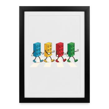 Zèbre fait de briques Constructeur de blocs créatif - Affiche encadrée (27 × 37 cm) - noir - Devant