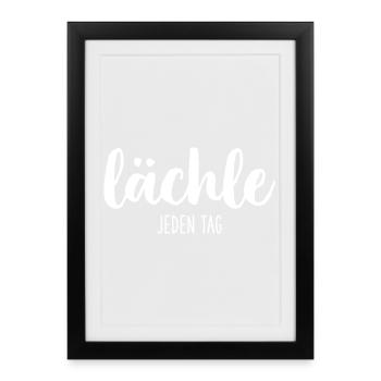 lächle jeden Tag Motivation - Gerahmtes Poster (27 × 37 cm) - Schwarz - Vorne