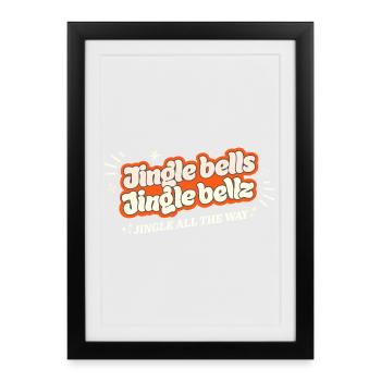 Noël Festif et Coloré Jingle Bells Humoristique - Affiche encadrée (27 × 37 cm) - noir - Devant