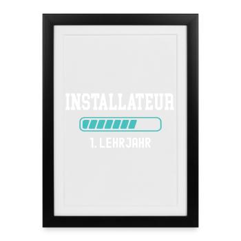 Installer training 1 apprenticeship year 1.  Year of apprenticeship - Framed poster (27 × 37 cm) - black - Front