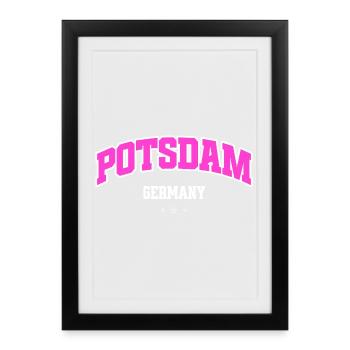 Potsdam Pink Retro Germany Lettering College - Affiche encadrée (27 × 37 cm) - noir - Devant