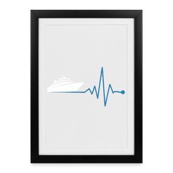 Yacht and heartbeat - Framed poster (27 × 37 cm) - black - Front