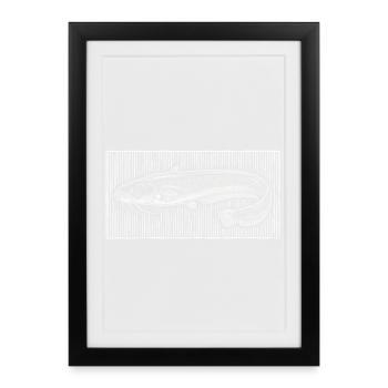 Vintage Catfish Woodcut – Classic Angler - Framed poster (27 × 37 cm) - black - Front