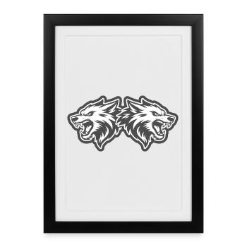 Équipe Wolf Kopf - Affiche encadrée (27 × 37 cm) - noir - Devant
