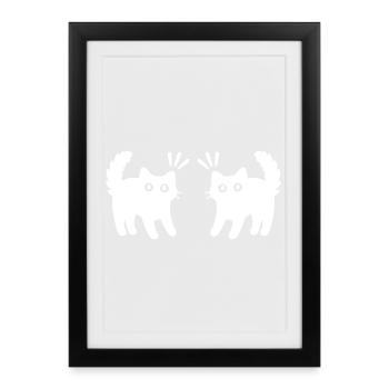 Cats Couple - Framed poster (27 × 37 cm) - black - Front