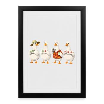 Mahjong goose - Framed poster (27 × 37 cm) - black - Front