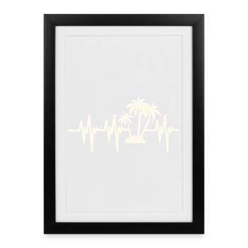 Vacances à la plage Heartbeat - Affiche encadrée (27 × 37 cm) - noir - Devant