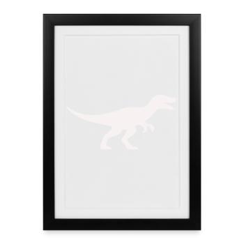 Raptor T Rex Silhouette - Affiche encadrée (27 × 37 cm) - noir - Devant