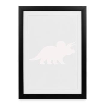 Silhouette du Tricératops – Dino minimaliste - Affiche encadrée (27 × 37 cm) - noir - Devant