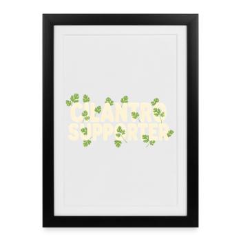 Éventail de coriandre | Humour de jardin de cuisine aux herbes - Affiche encadrée (27 × 37 cm) - noir - Devant