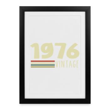 1976-Anniversaire-1976-retro-1976 - Affiche encadrée (27 × 37 cm) - noir - Devant