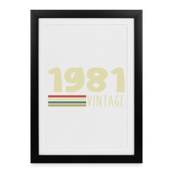 1981-Anniversaire-1981-retro-1981 - Affiche encadrée (27 × 37 cm) - noir - Devant